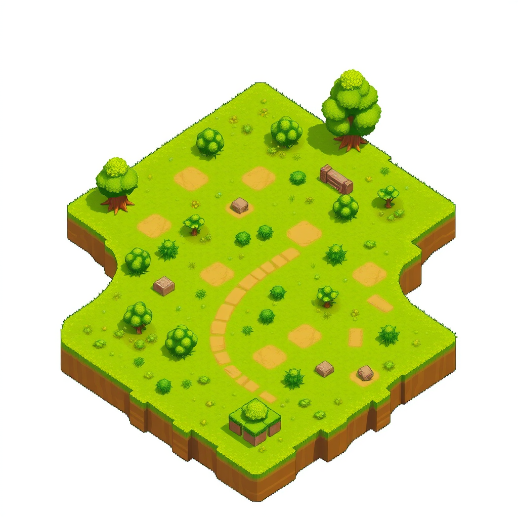 An Isometric Game Tilemap of Grassland