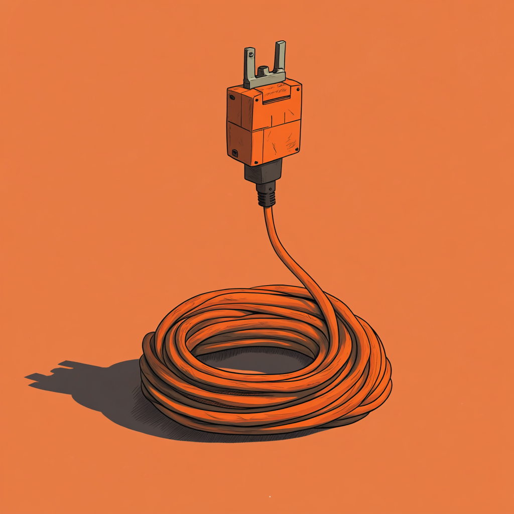 An Orange Extension Cord Ready to Connect