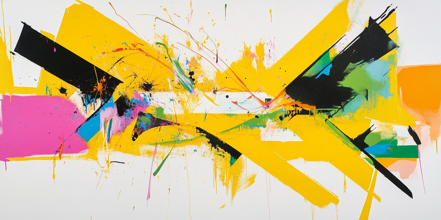 An abstract colorful geometric art with splatter paint