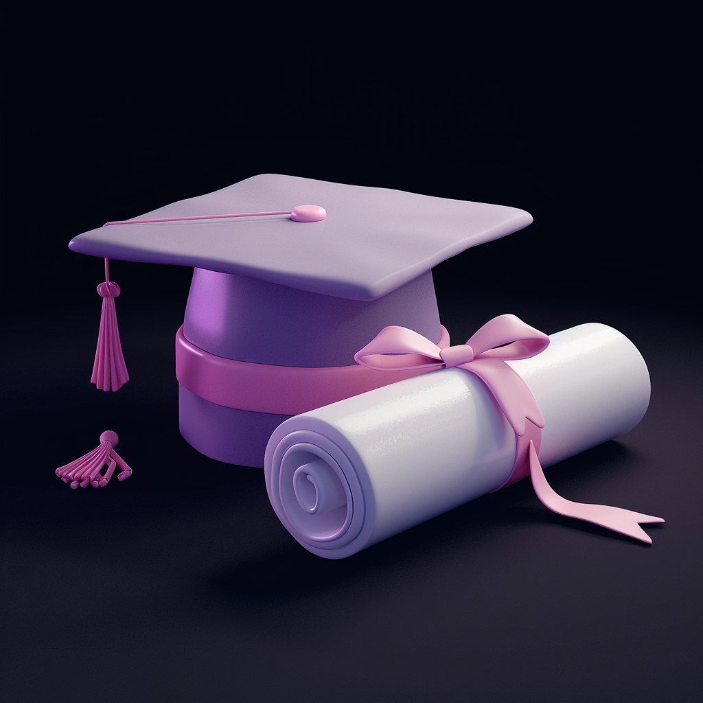 An icon of a cute purple cap with diploma