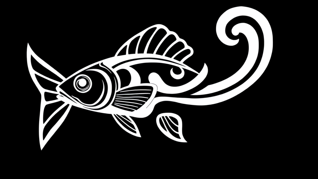 An illustrated fish in Maori style design.