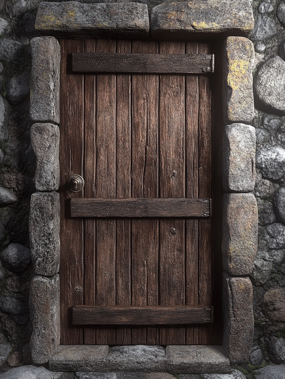 An old rustic door opens in a stable