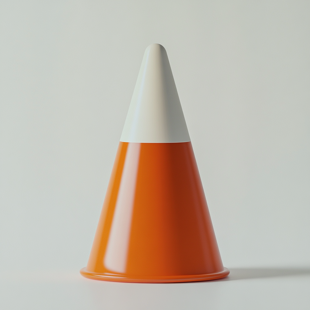 An orange safety cone in clay-like style