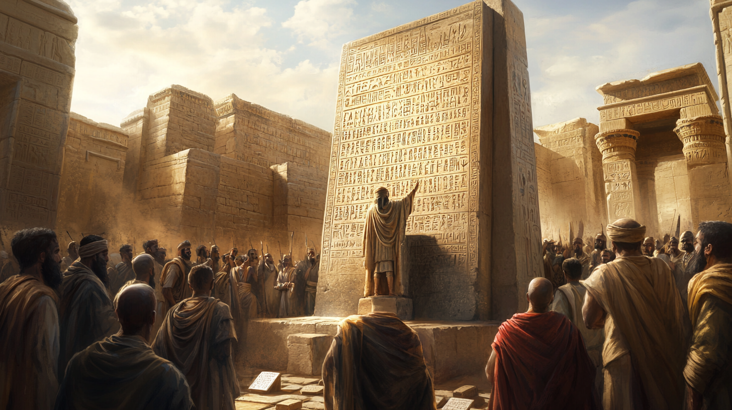 Ancient Babylonian City Square with Hammurabi's Code Stele