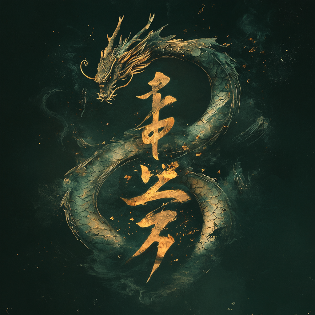 Ancient Dragon Logo with Mystical East Asian Elements