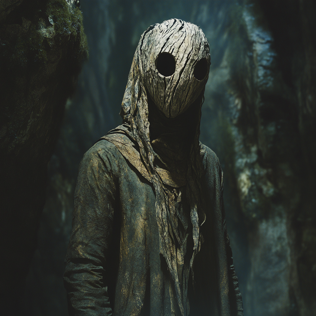 Ancient Hollow Man in a Creepy, Dark Forest