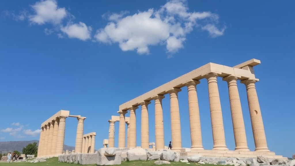 Ancient city of Persepolis with stone ruins.