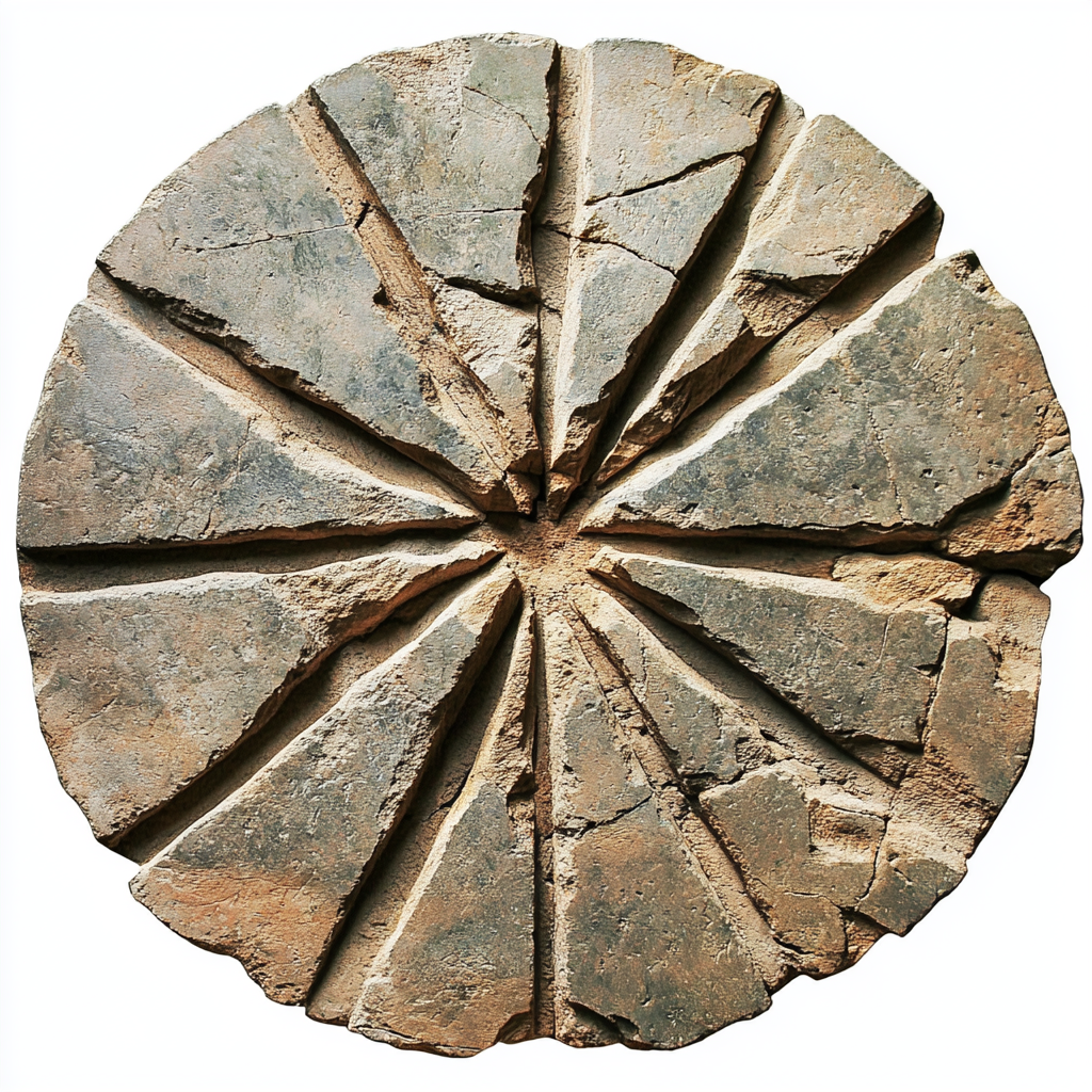 Ancient stone disc with star points and broken center