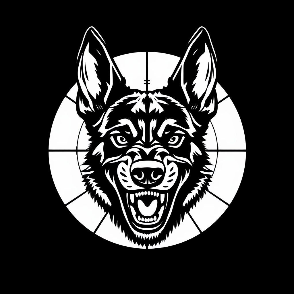 Angry Belgian Malinois Head Logo with Crosshairs