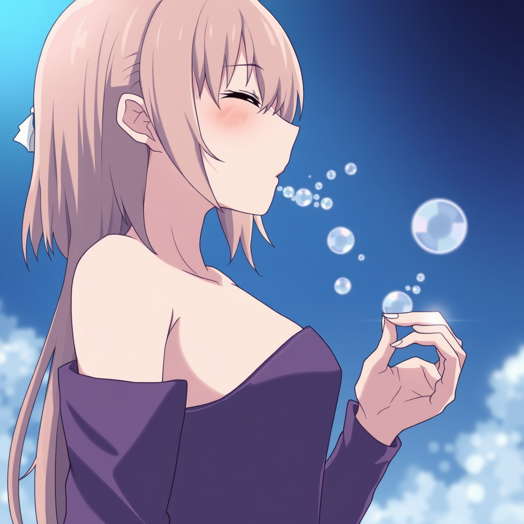 Anime Girl Deeply Inhaling, Chest Filled with Air