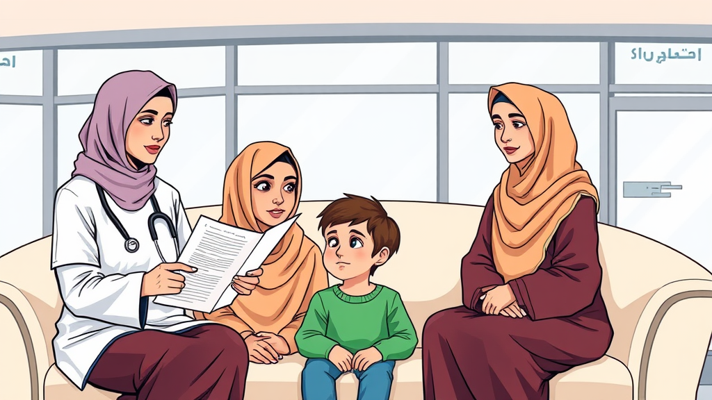 Arab Health Professional Discusses Document with Family