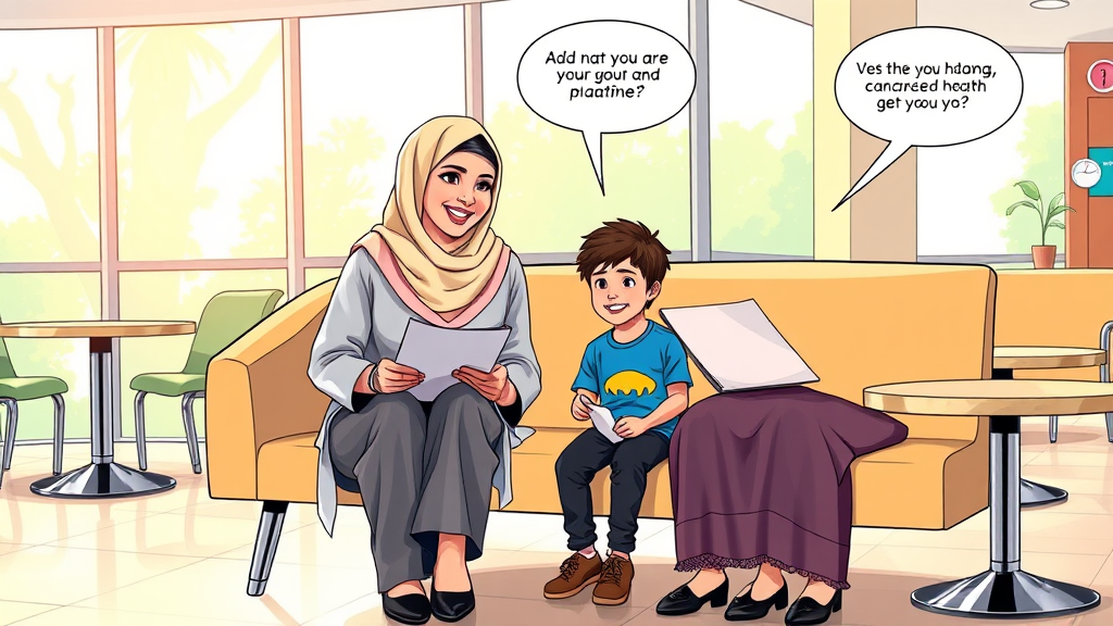 Arab Healthcare Professional Consulting with Mother and Child