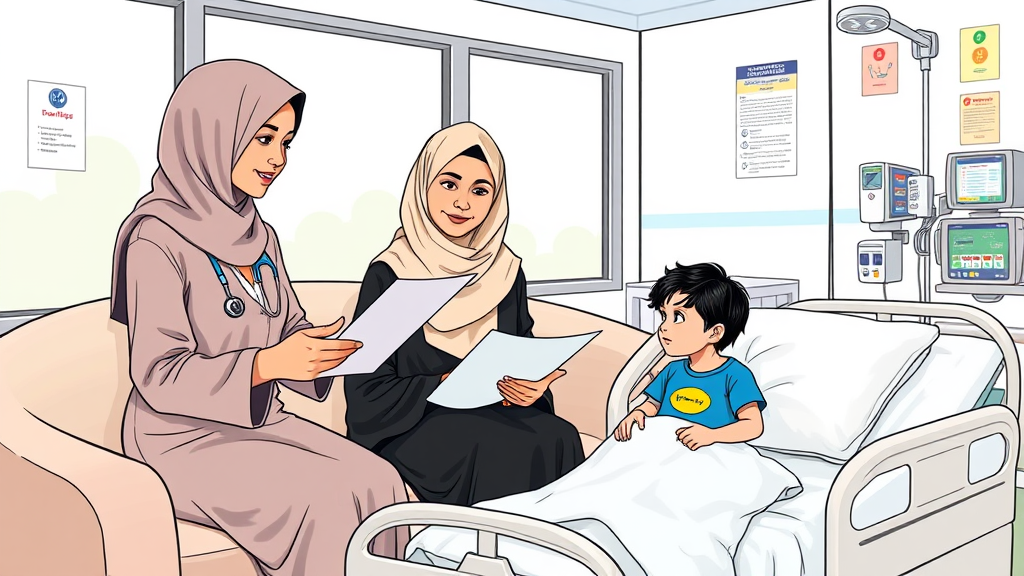 Arab Healthcare Professional Explaining Procedures to Family