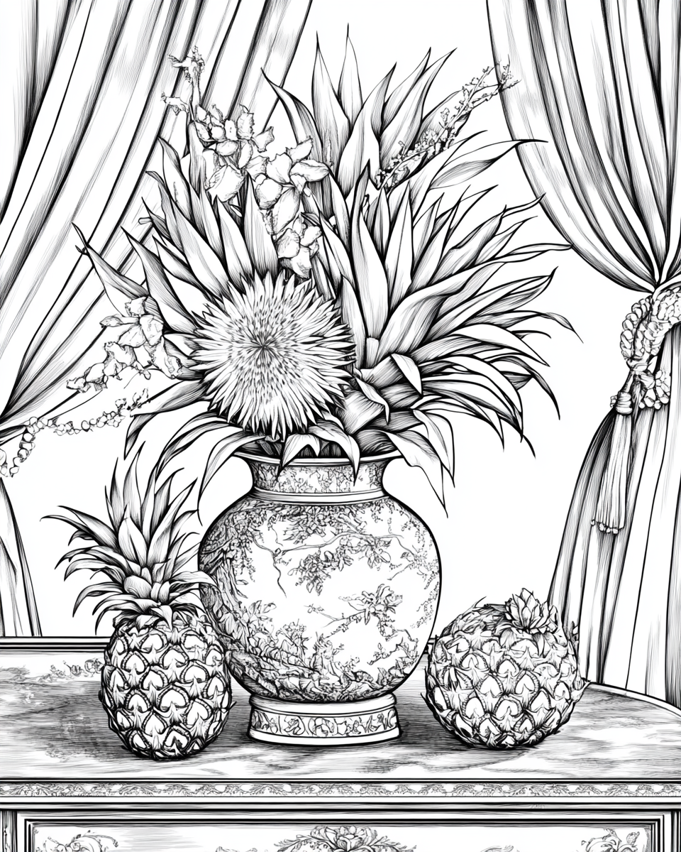 Arrangement of Hawaiian Proteas and Pineapples