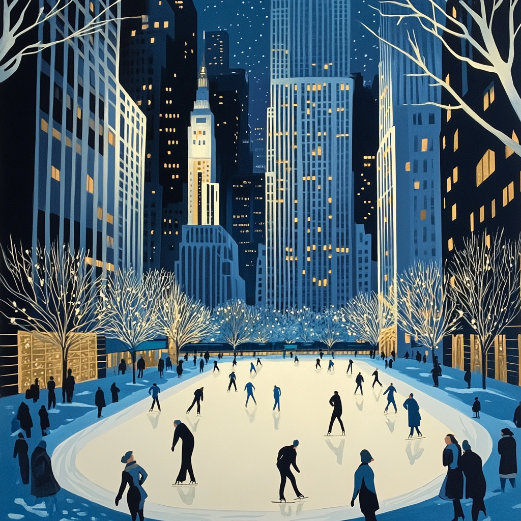 Art Deco Poster of Rockefeller Ice Rink