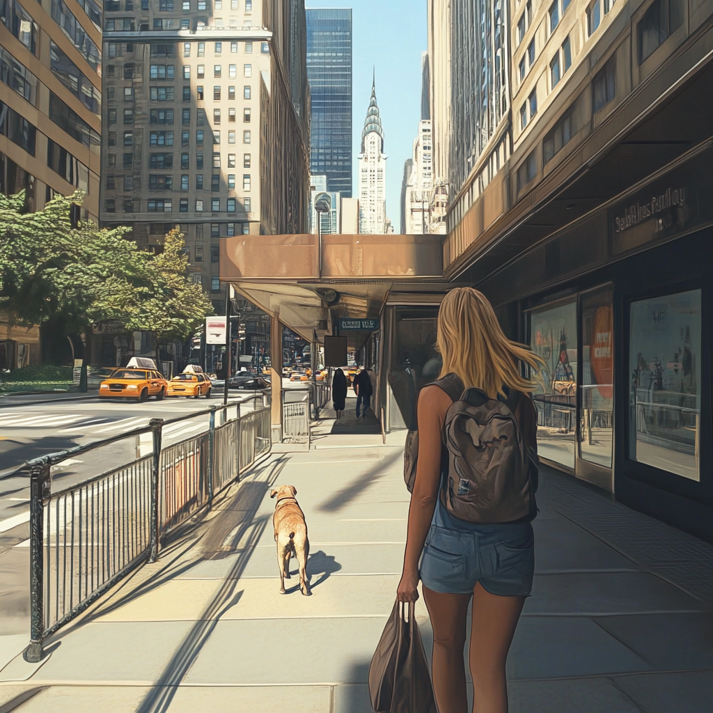 Artwork of GTA 5, sidewalk POV, pedestrian, homeless beggar.