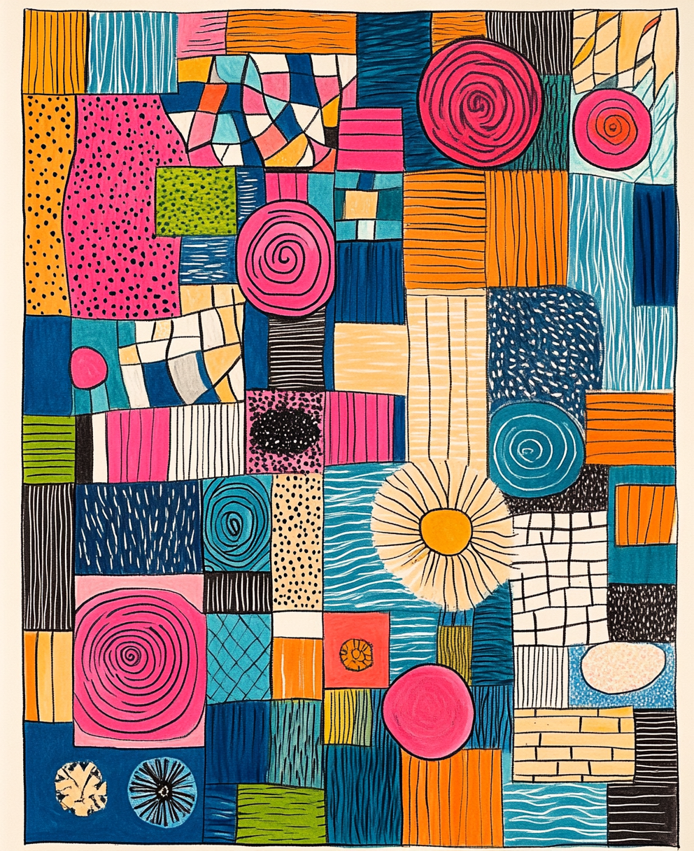Assorted color page with intricate patterns and designs.