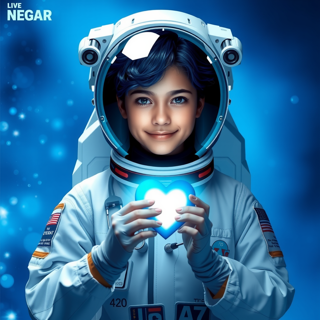 Astronaut Doctor Negar Loves Light Blue Space Heart