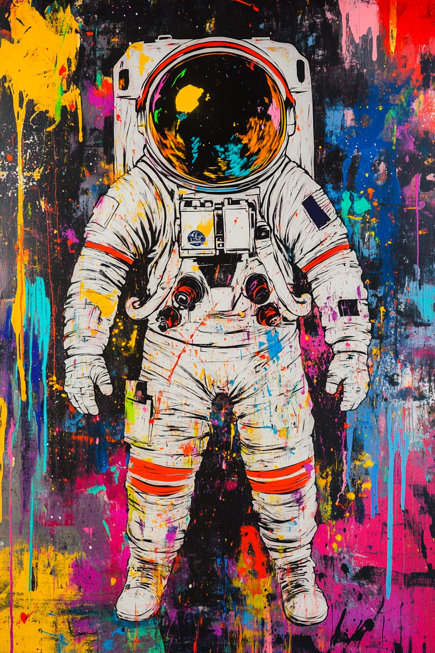 Astronaut in space in street art style