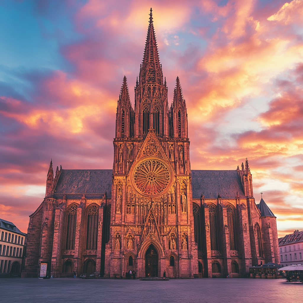 Award-winning photography of Notre-Dame Cathedral at sunset.