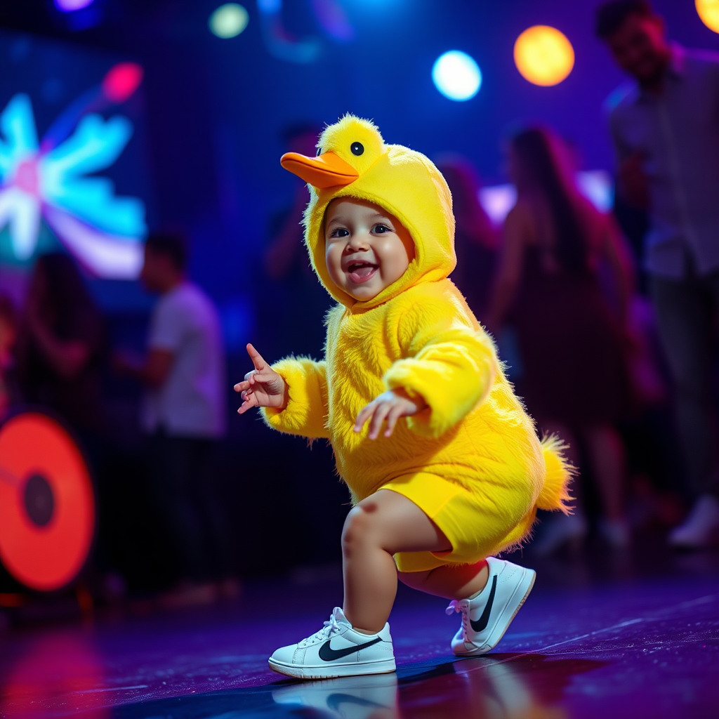 Baby Duck Dances and Smiles at Disco