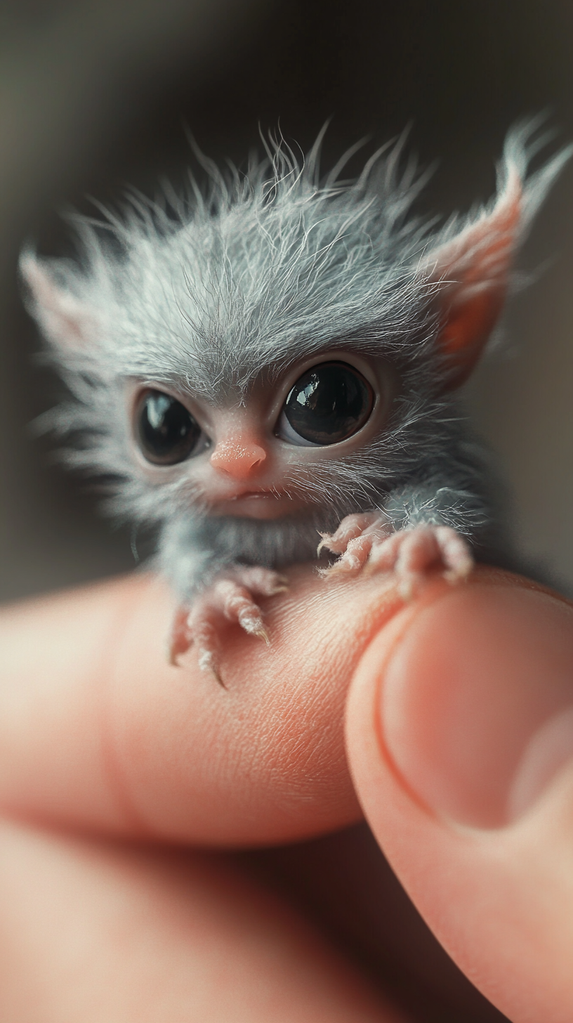 Baby Fairy on Thumb: Tiny, Delicate, Close-Up