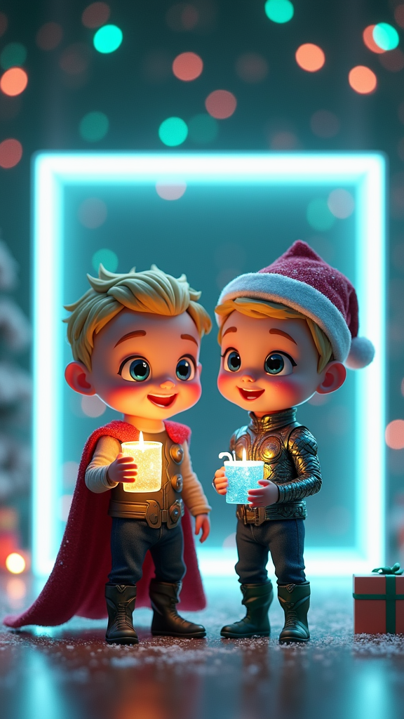 Baby Thor and Aquaman Celebrating Christmas Together