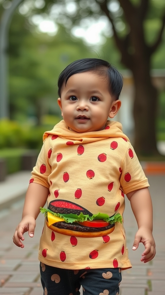 Baby fashion show inspired by hamburgers on TikTok.