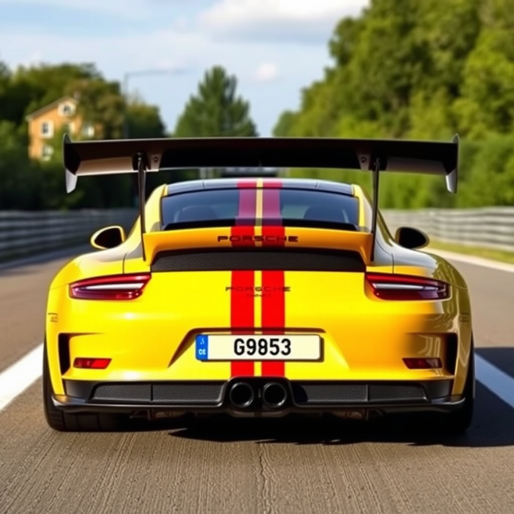 Back view of Porsche 911 GT3 RS race car