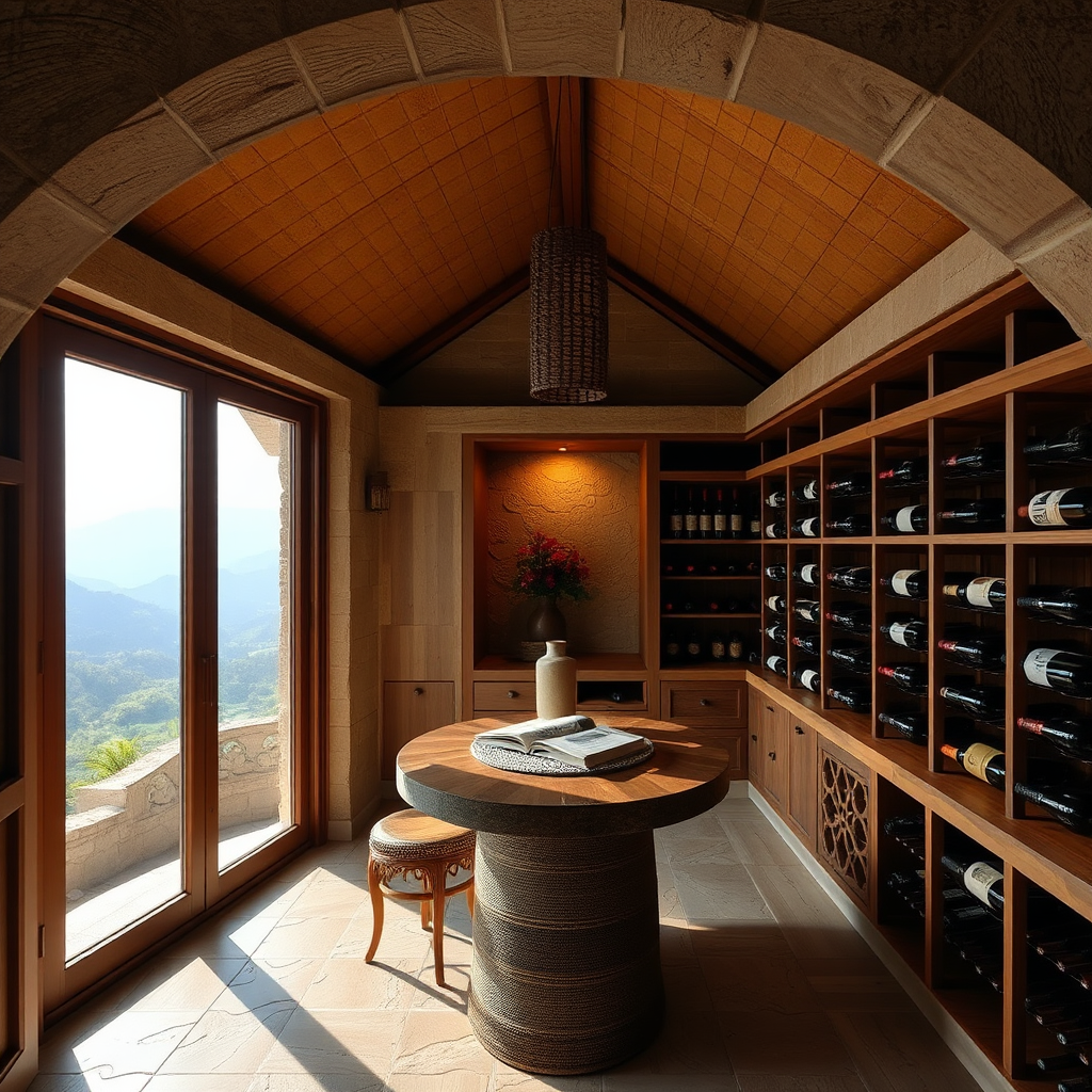 Bali-inspired wine cellar with Indonesian wines