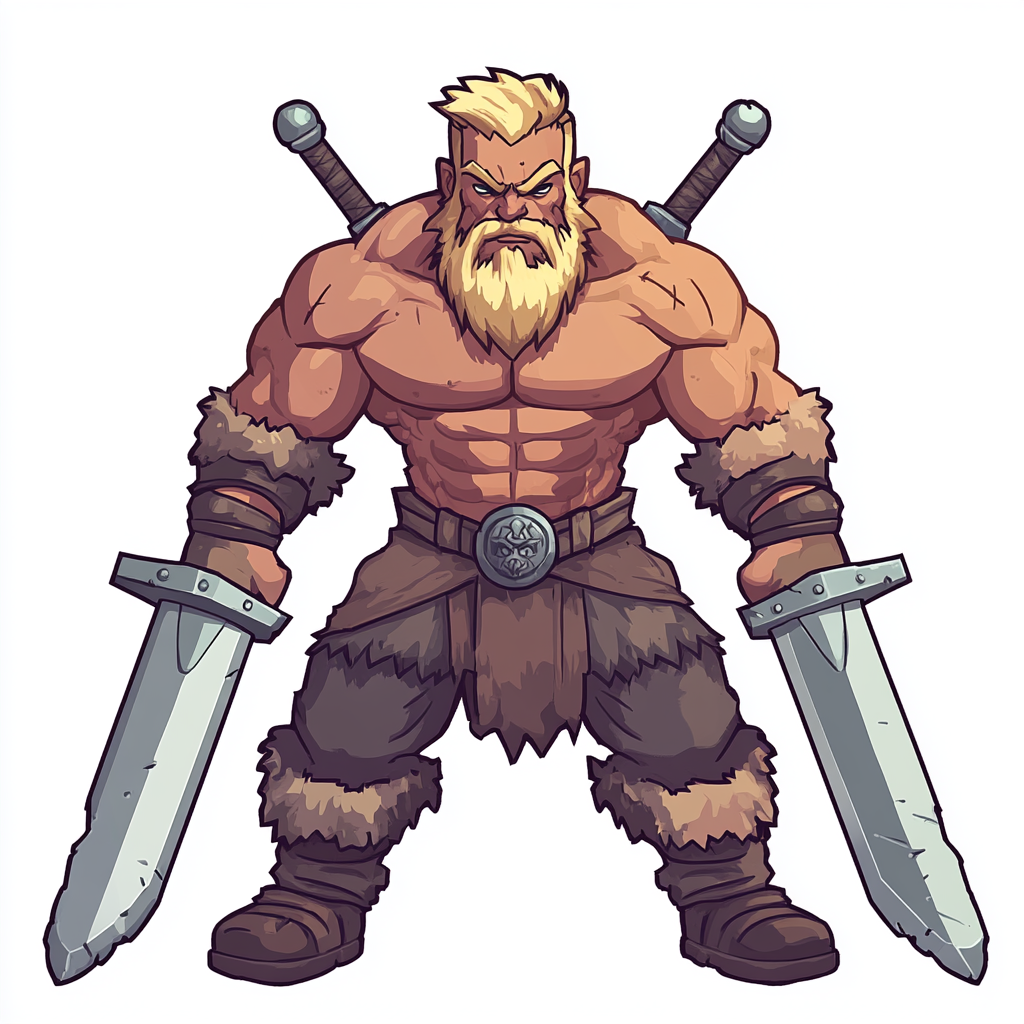 Barbarian Character Sprite for RPG Game Map