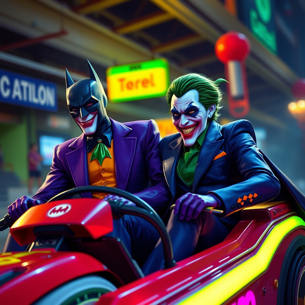 Batman and Joker on Roller Coaster Ride