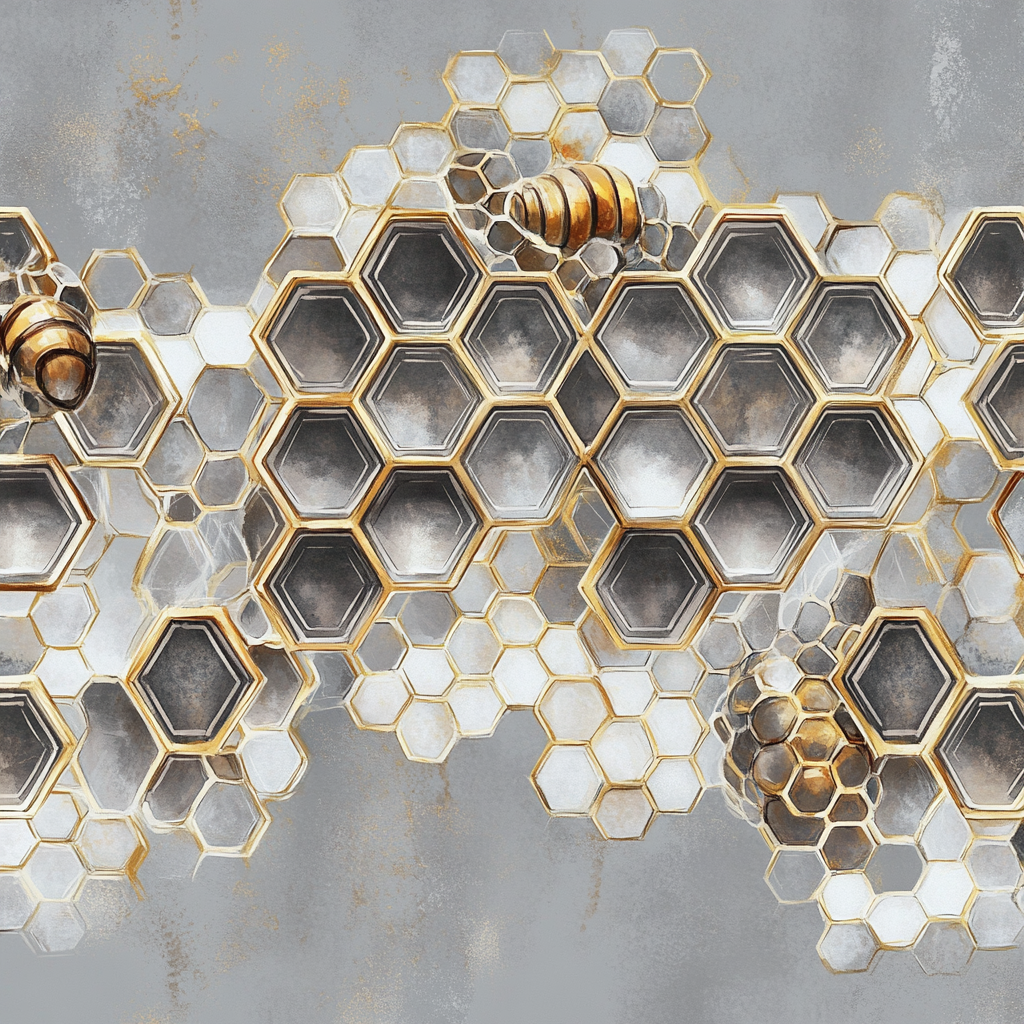 Beautiful watercolor honeycomb illustration on gray background