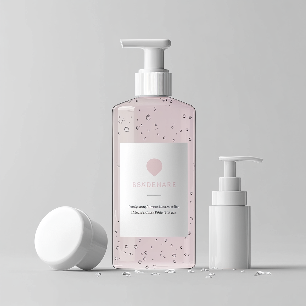 Beautiful watercolor illustration of luxury shampoo bottle