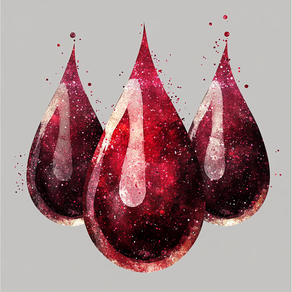 Beautiful watercolor illustration of red glitter drops on gray