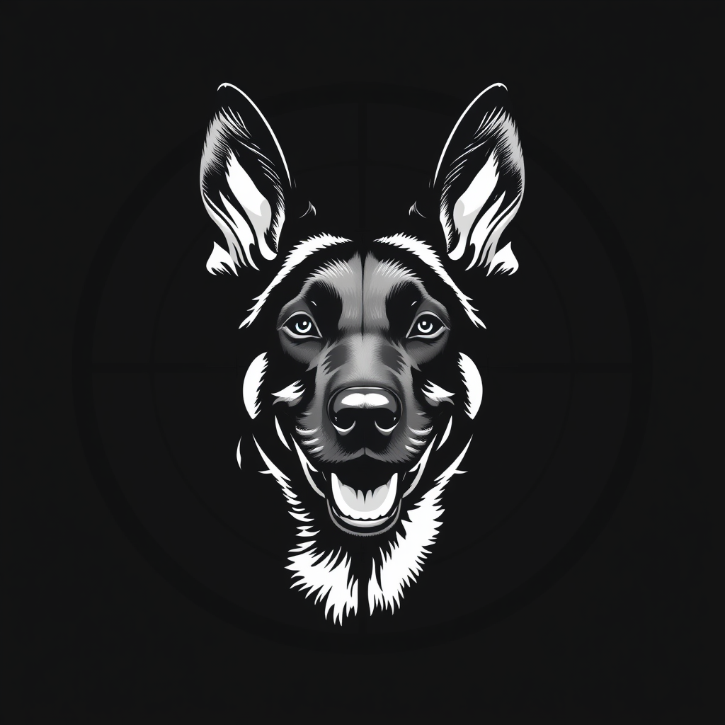 Belgian Malinois Smirking in Bullseye Logo