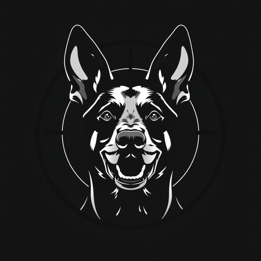 Belgian Malinois in Scope Crosshairs Logo