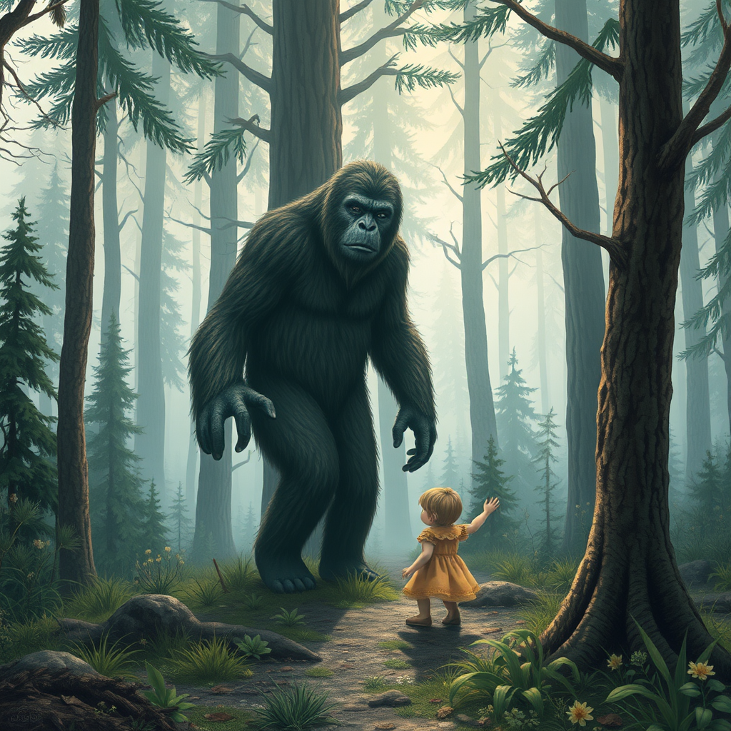 Big Foot family in enchanting forest