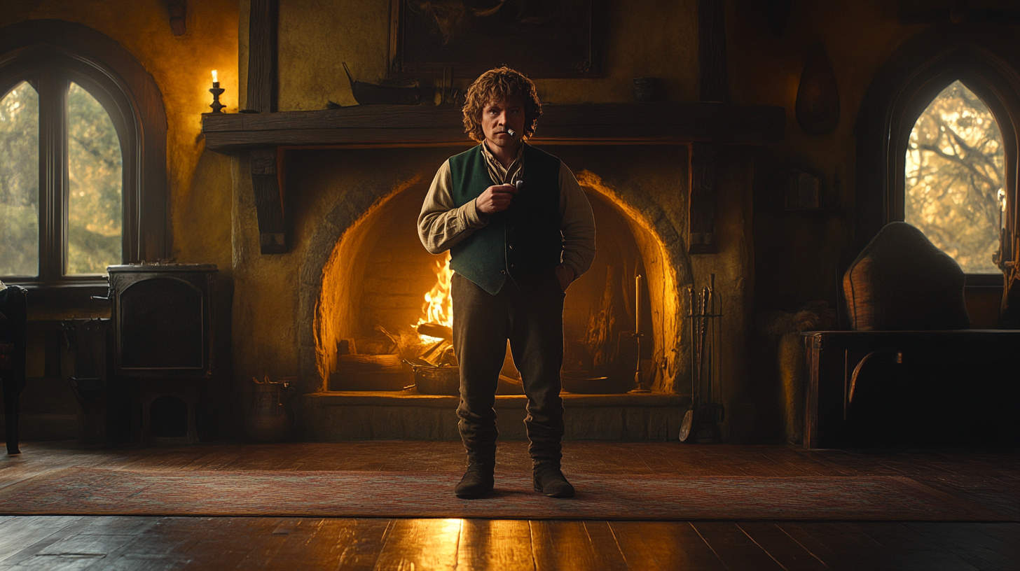 Bilbo Baggins at Fireplace in Bag End