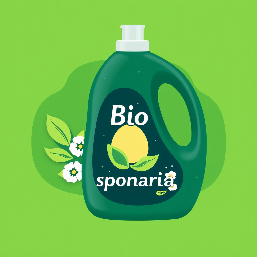 Bio Saponaria: A colorful detergent label design.