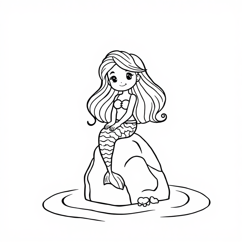 Black Girl Mermaid Coloring Book Image