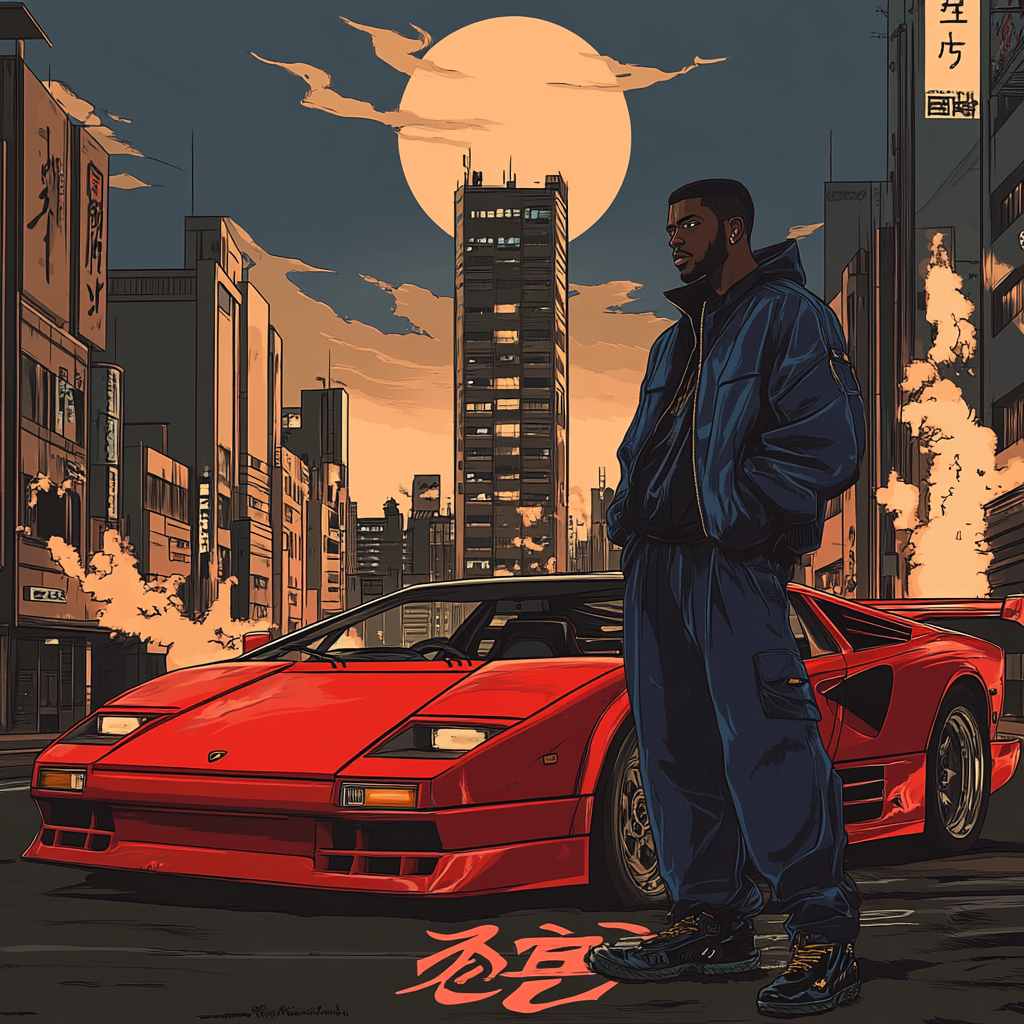 Black Guy in Anime-style Album Cover