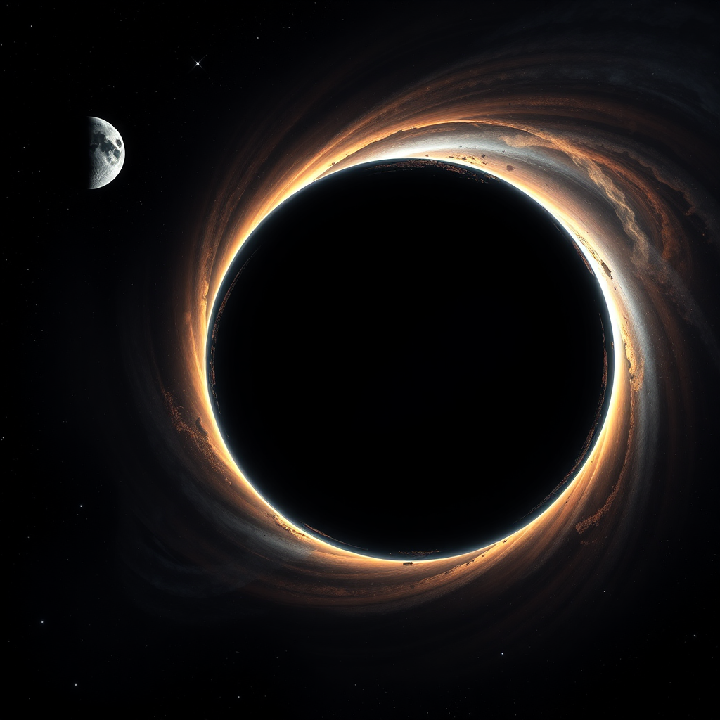 Black Hole Sucking Solar System with Two Moons