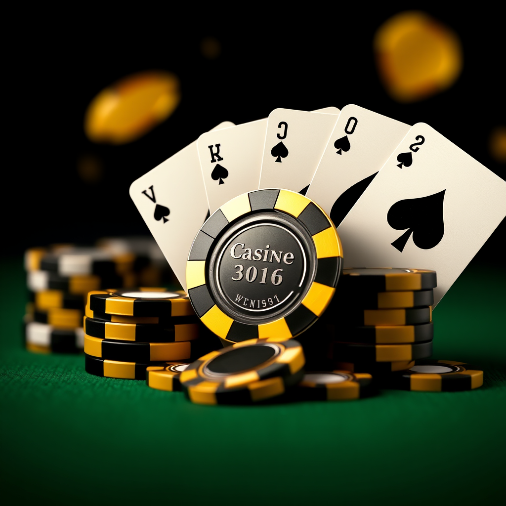 Black and Gold Casino Website Image with Poker Chips