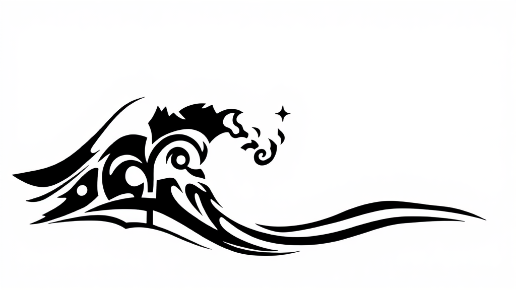 Black and white water maori style banner