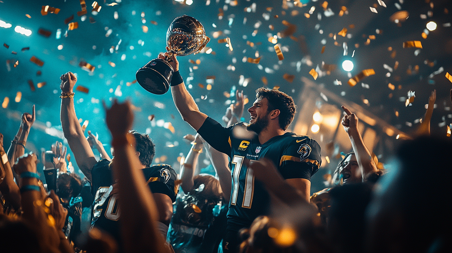 Blake Bortles celebrates Super Bowl win with team