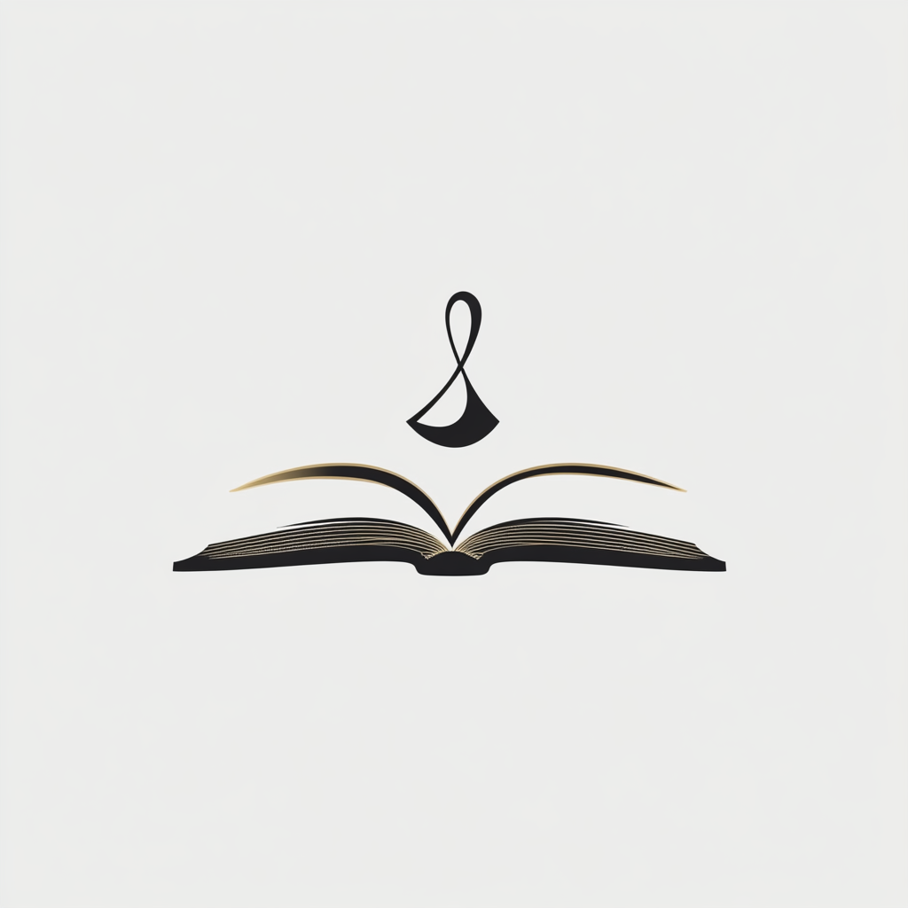 Book and fashion combine in elegant logo design.