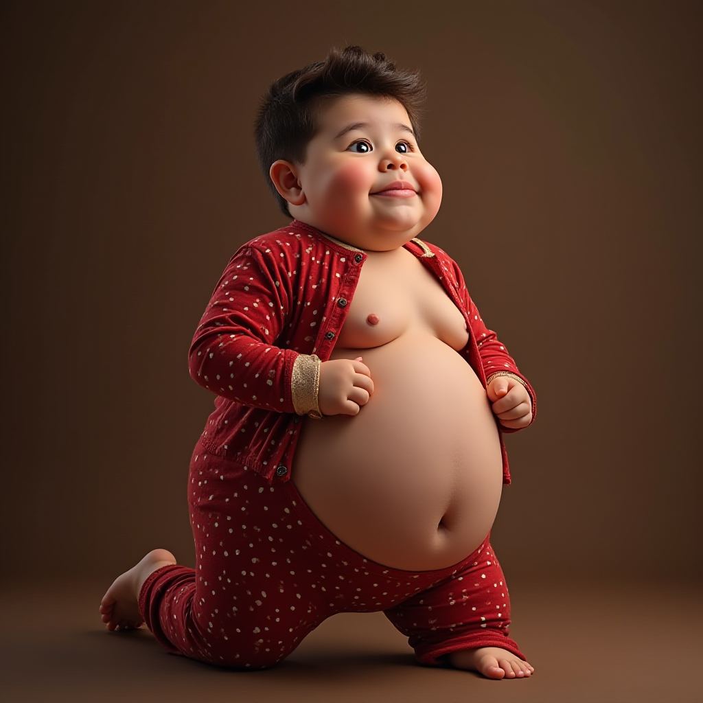 Boy's Growing Christmas Belly in Pajamas