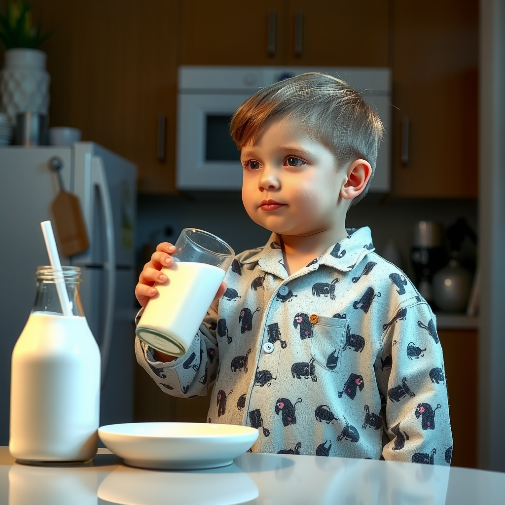 Boy Drinking Weight Gain Milk at Night