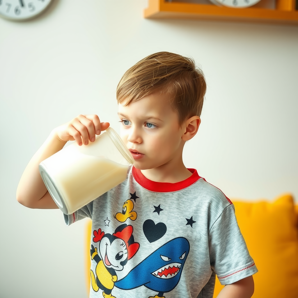 Boy Drinking Weight Gain Shake, Growing Fatter